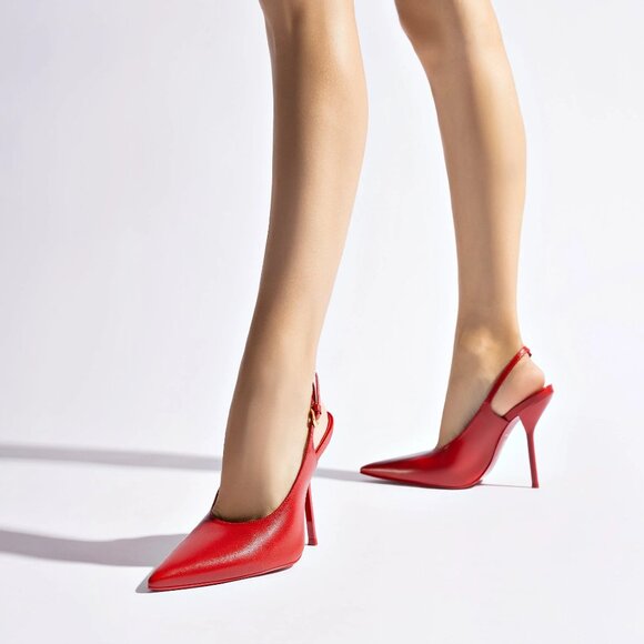 NEW LARROUDE Made In Brazil Leather Altuzuarra Collab Pumps IN red 1225 13m7 - Picture 1 of 7
